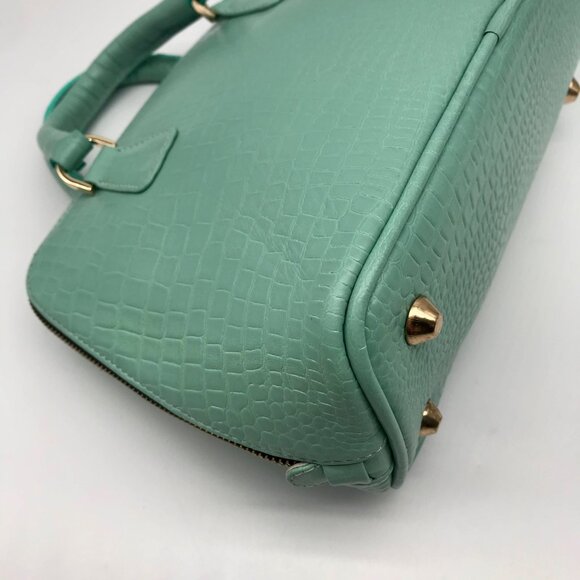 WKND WYFR  Aquamarine Croc Embossed Leather Convertible Satchel - Picture 9 of 11
